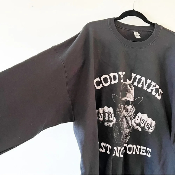 Cody Jinks Cast No Stones 3XL Black Crewneck Sweatshirt Fort Worth Texas 1980 - Picture 5 of 5